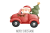 وکتور نقاشی دیجیتال بابانوئل به همراه درخت کریسمس لایه باز و قابل ویرایش و شخصی سازی